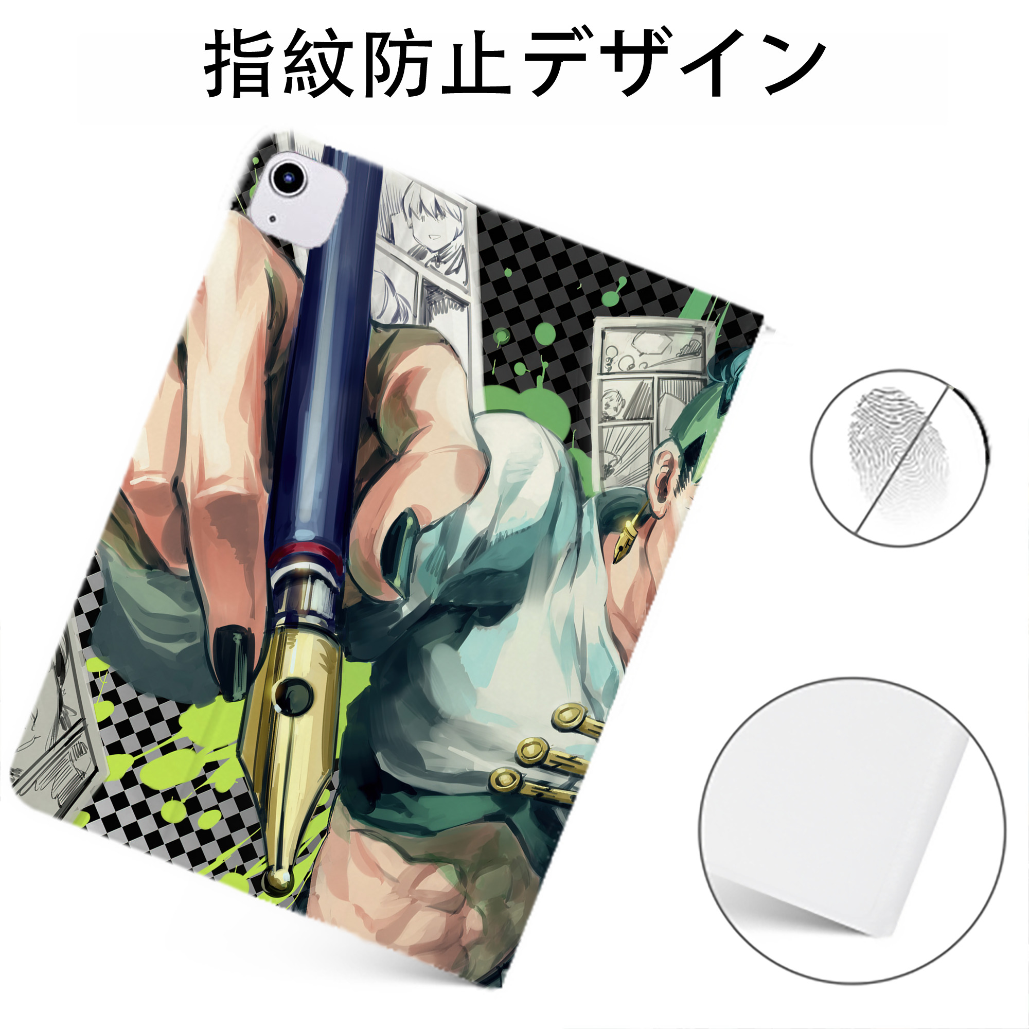 （画像用） ジョジョの奇妙な冒険 JoJo's Bizarre Adventure IPadケース ペンホルダー付き ブックスタイルデザイン